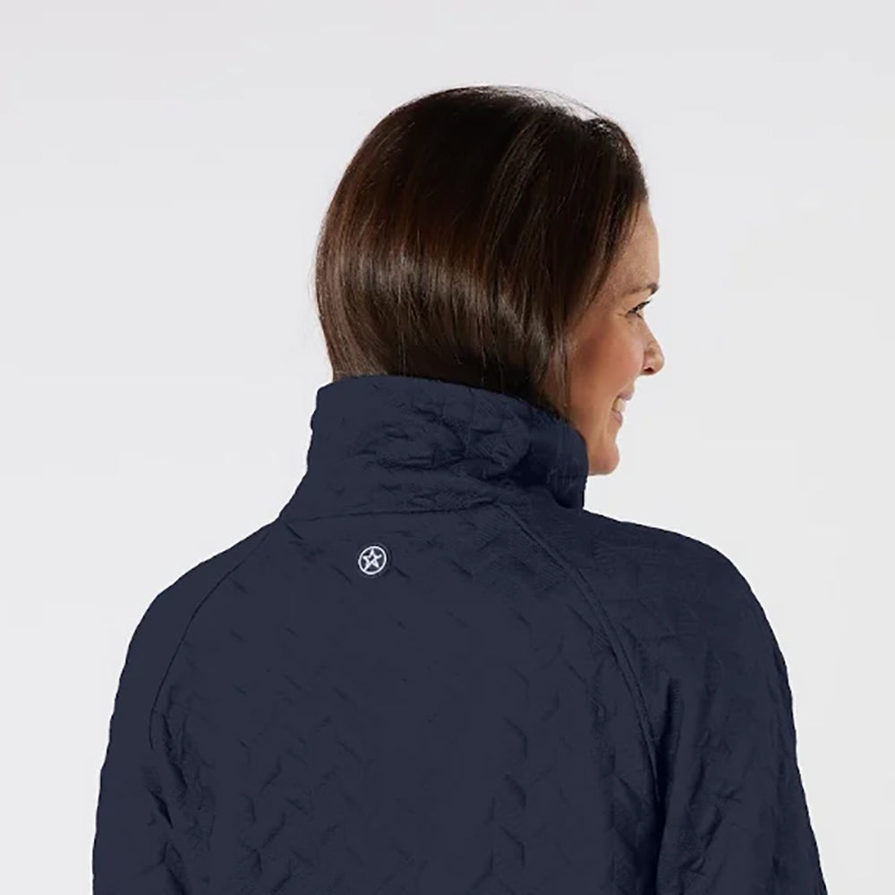 Swing Out Sister Ladies Quilted Lined Sweater with 1/4 Zip in Navy