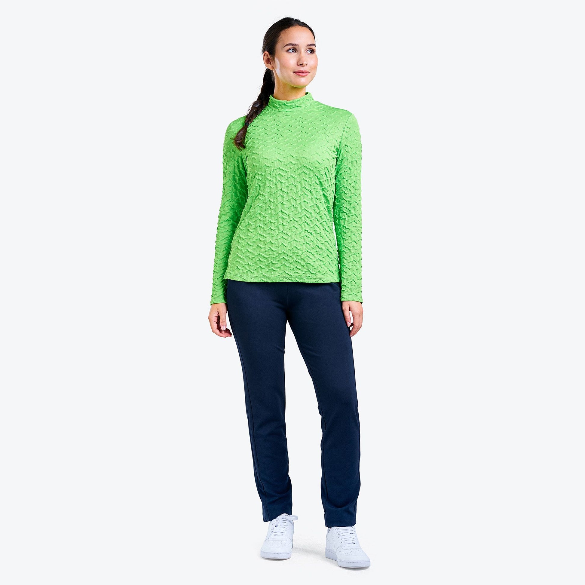 Nivo Ladies Long Sleeve Top with Textured Zig-Zag Print