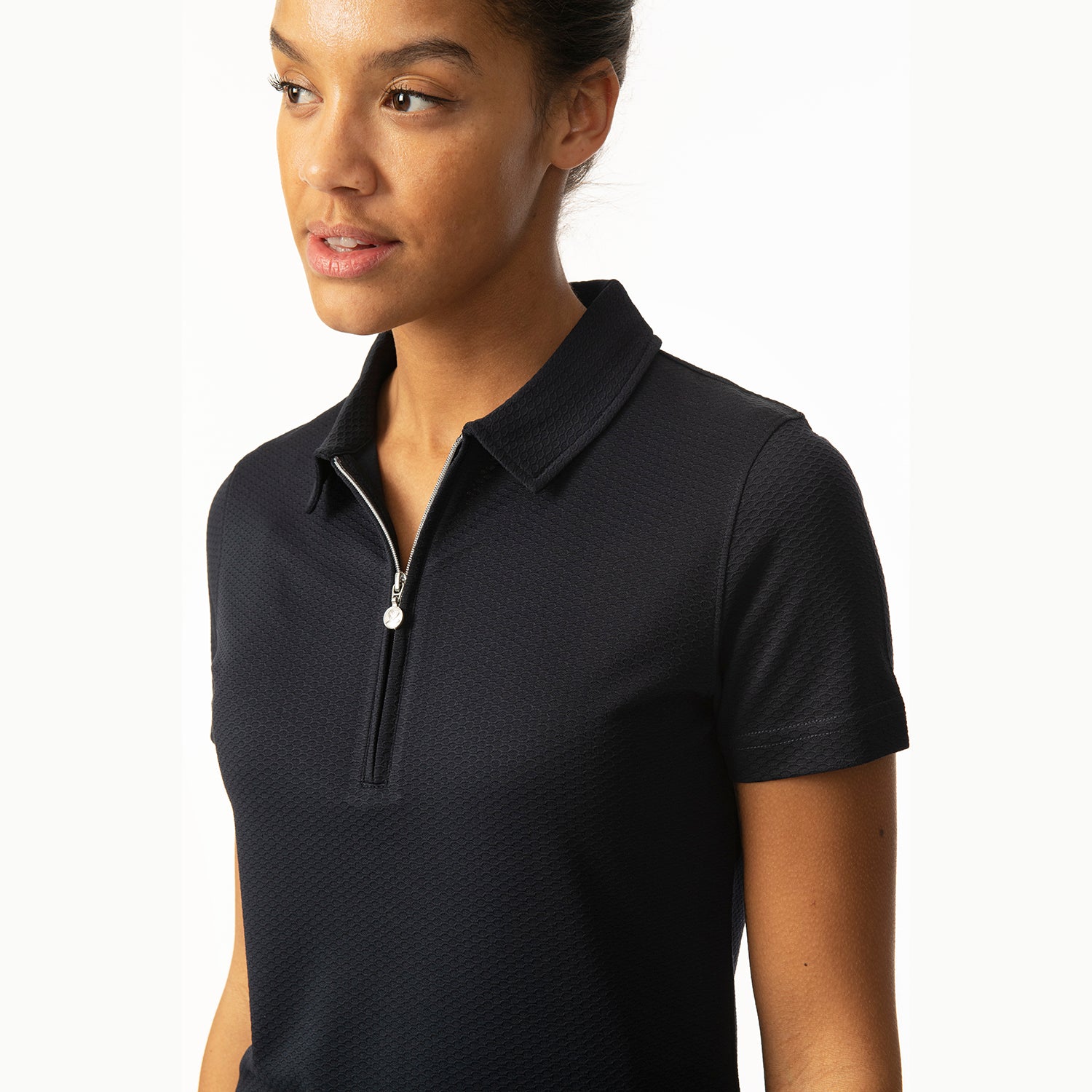 Daily Sports Honeycomb Structured Short Sleeve Polo Shirt in Navy
