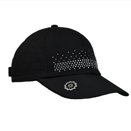 Surprizeshop Ladies Black Crystal Cap with Ball Marker