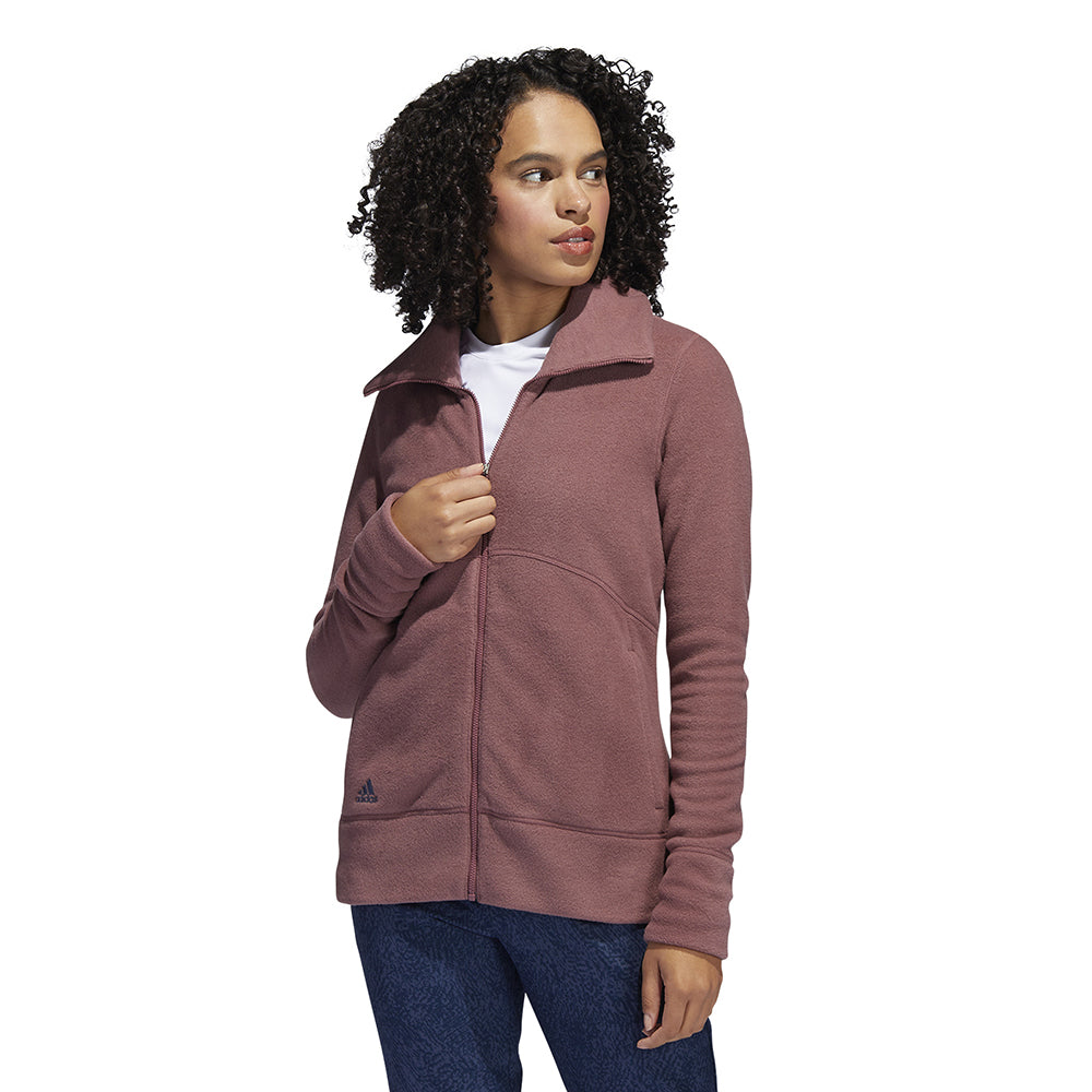 adidas Ladies Fleece Golf Jacket in Quiet Crimson