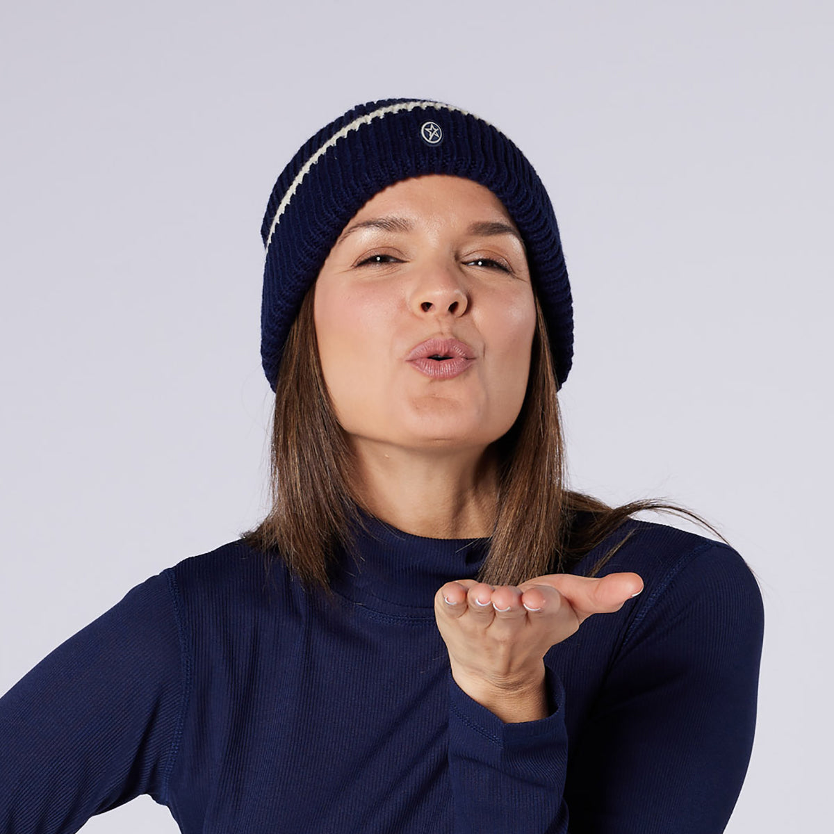 Swing Out Sister Fully Fleece Lined Beanie Hat in Navy