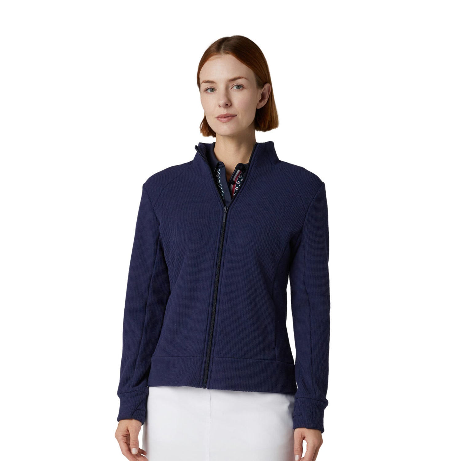 Callaway Ladies Waffle Knit Fleece Jacket in Navy