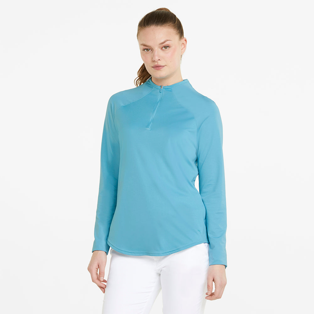 Puma Ladies Long Sleeve Zip Top in Dusty Aqua