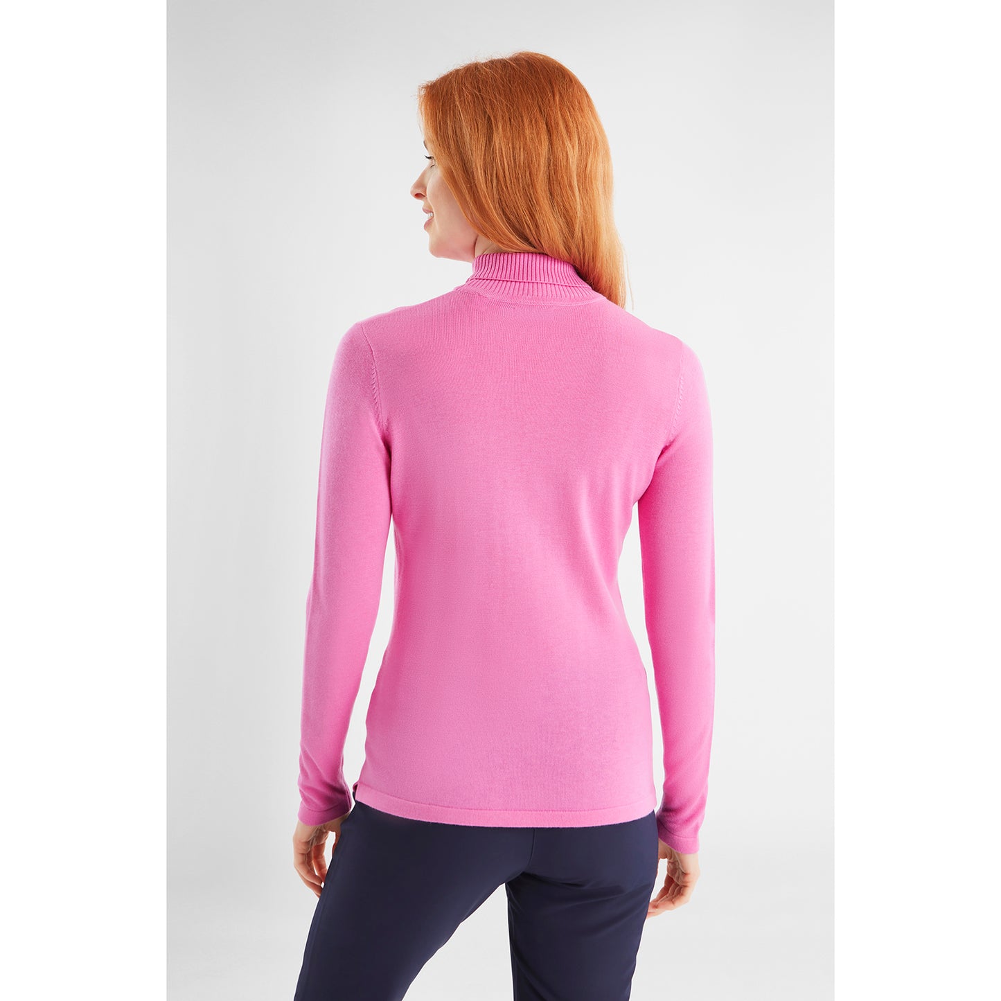 Green Lamb Ladies Cashmere Mix Roll Neck in Bubble Gum