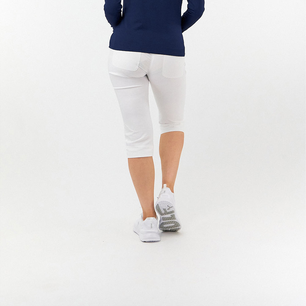 Pure Golf Ladies Stretch Capri in White