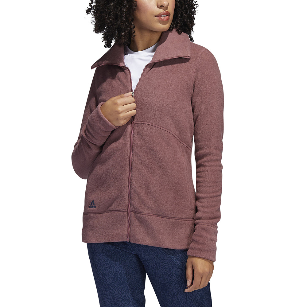 adidas Ladies Fleece Golf Jacket in Quiet Crimson