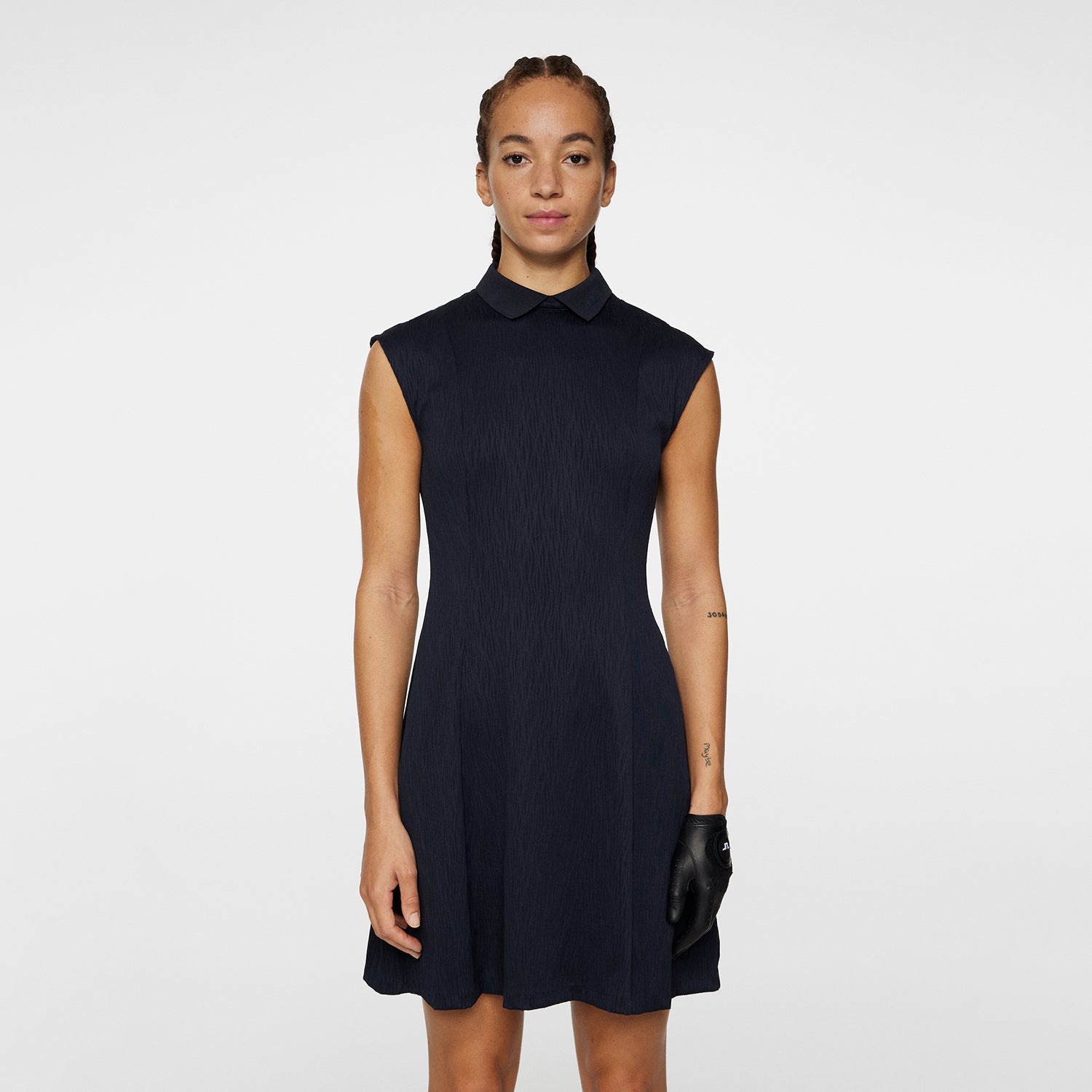 J.Lindeberg Ladies Navy Dress with Subtle Wave Print