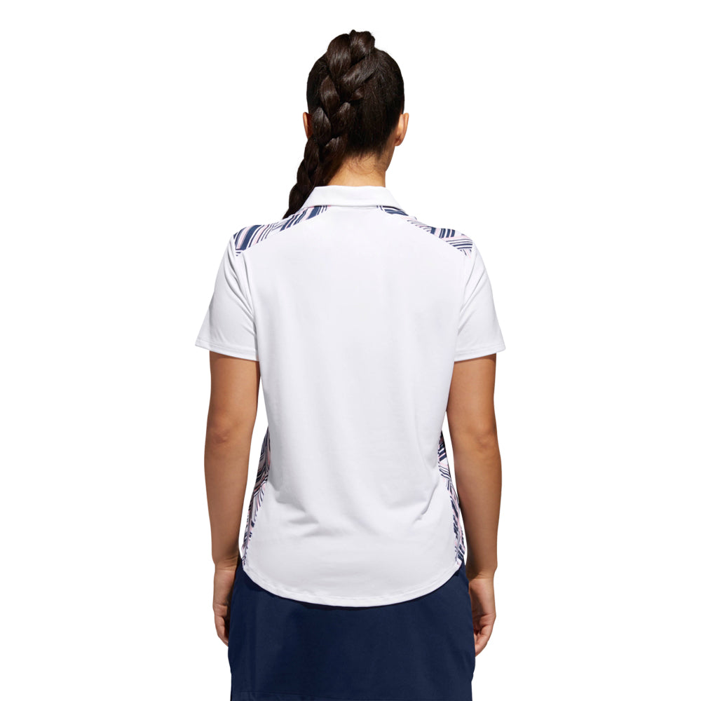 adidas Ladies Short-Sleeve Geometric Print Golf Polo - XS Only Left