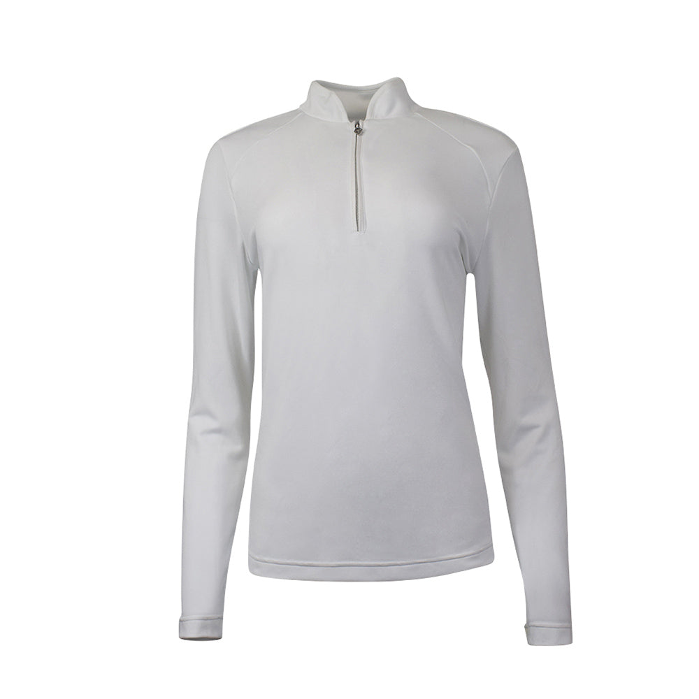 Pure Golf Ladies Long Sleeve Zip-Up Polo in White