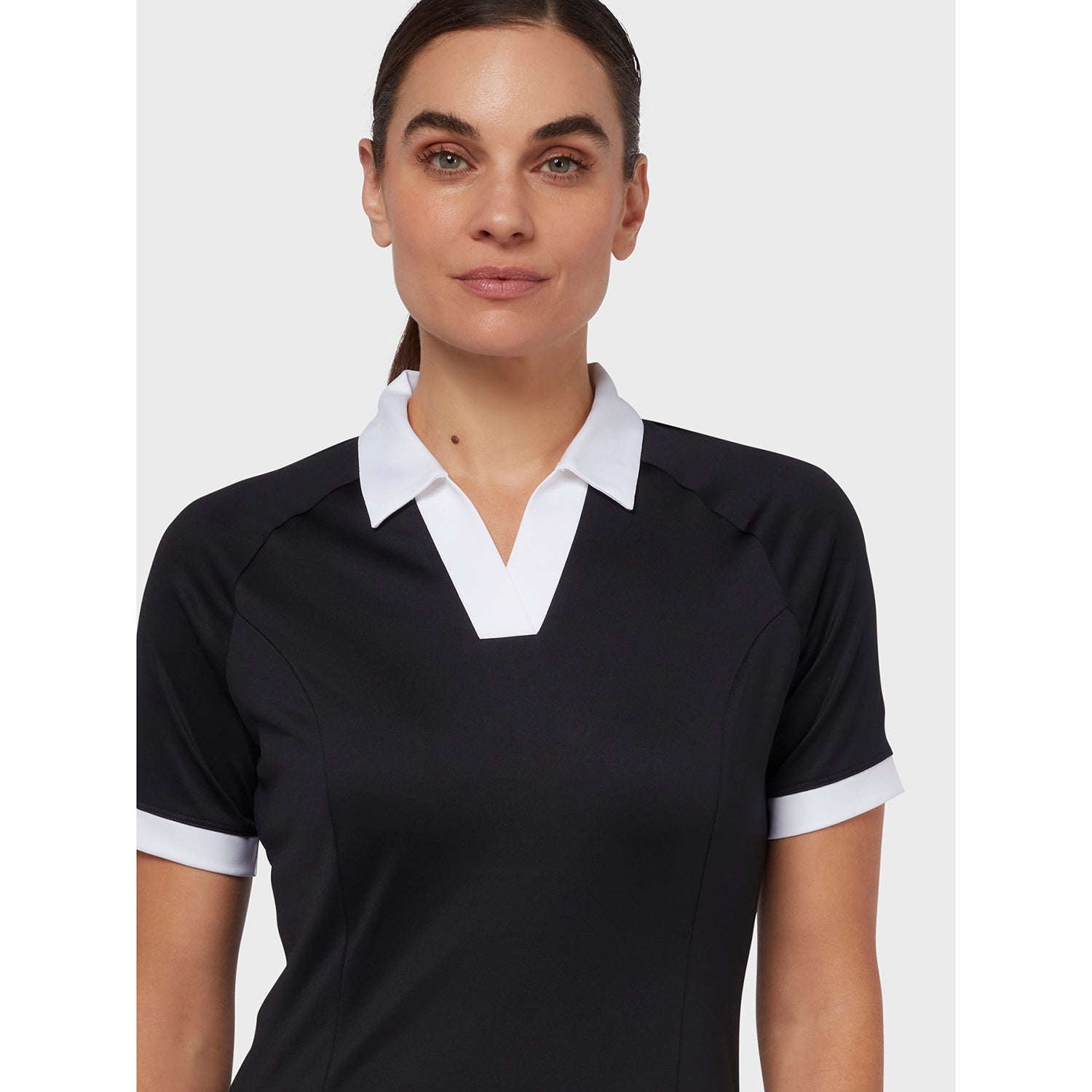 Callaway Ladies Short Sleeve Colour Block Golf Polo Shirt in Caviar Black