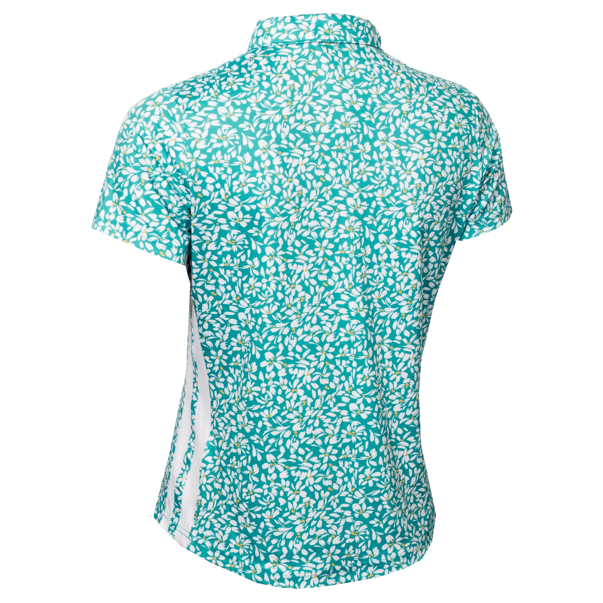 Green Lamb Ladies Pretty Print Short Sleeve Polo with Solid Side Panels