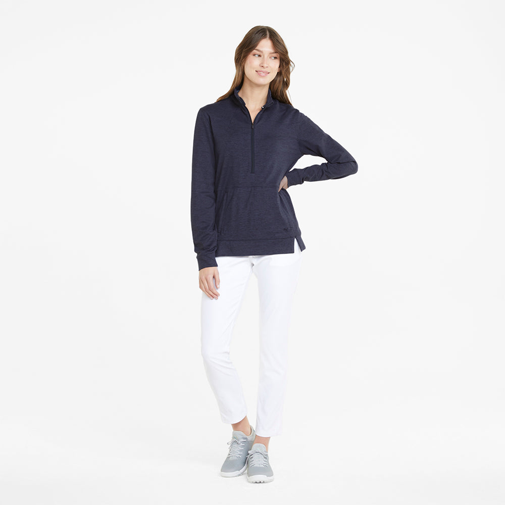 Puma Ladies Cloudspun Rockaway Zip Golf Top in Navy Blazer