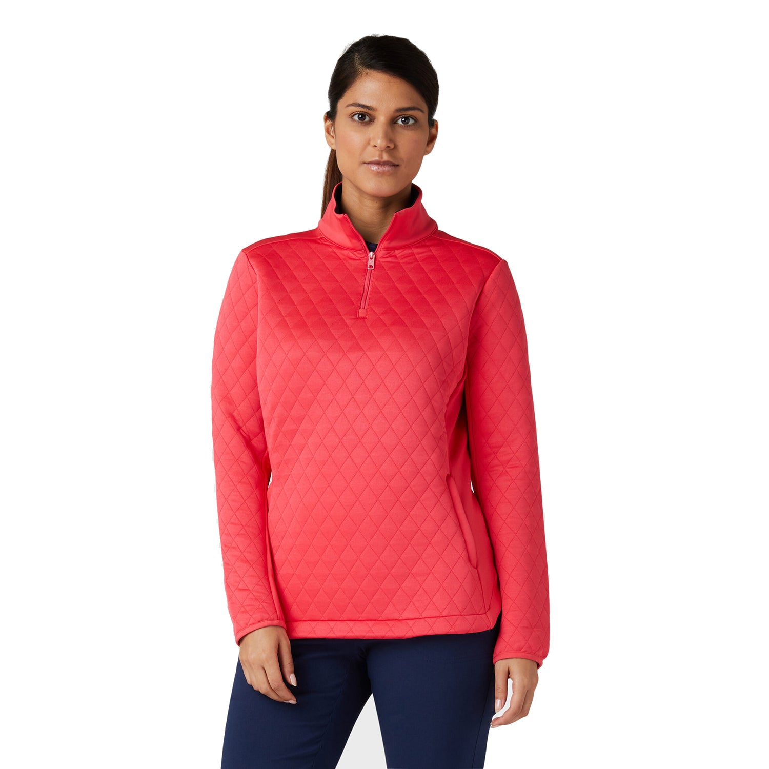 Callaway Ladies 1/4 Zip Thermal Quilted Golf Top in Paradise Pink