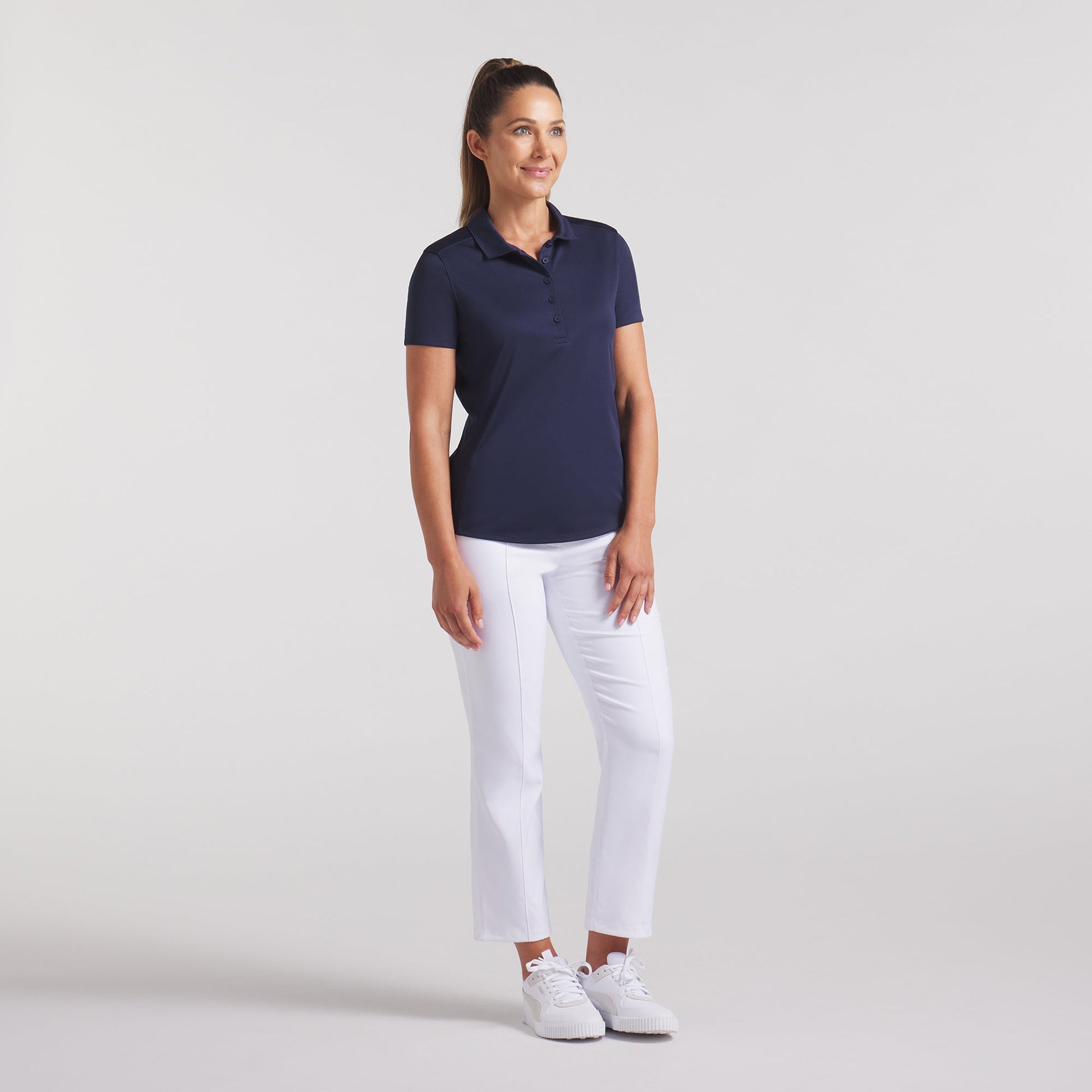 Puma Golf Ladies Short Sleeve Polo in Deep Navy