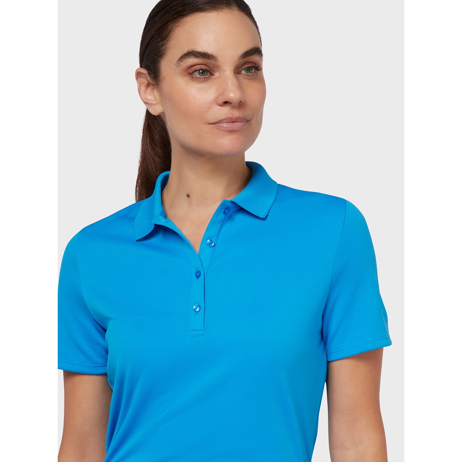 Callaway Ladies Short Sleeve Swing Tech Polo with Opti-Dri in Blue Sea Star