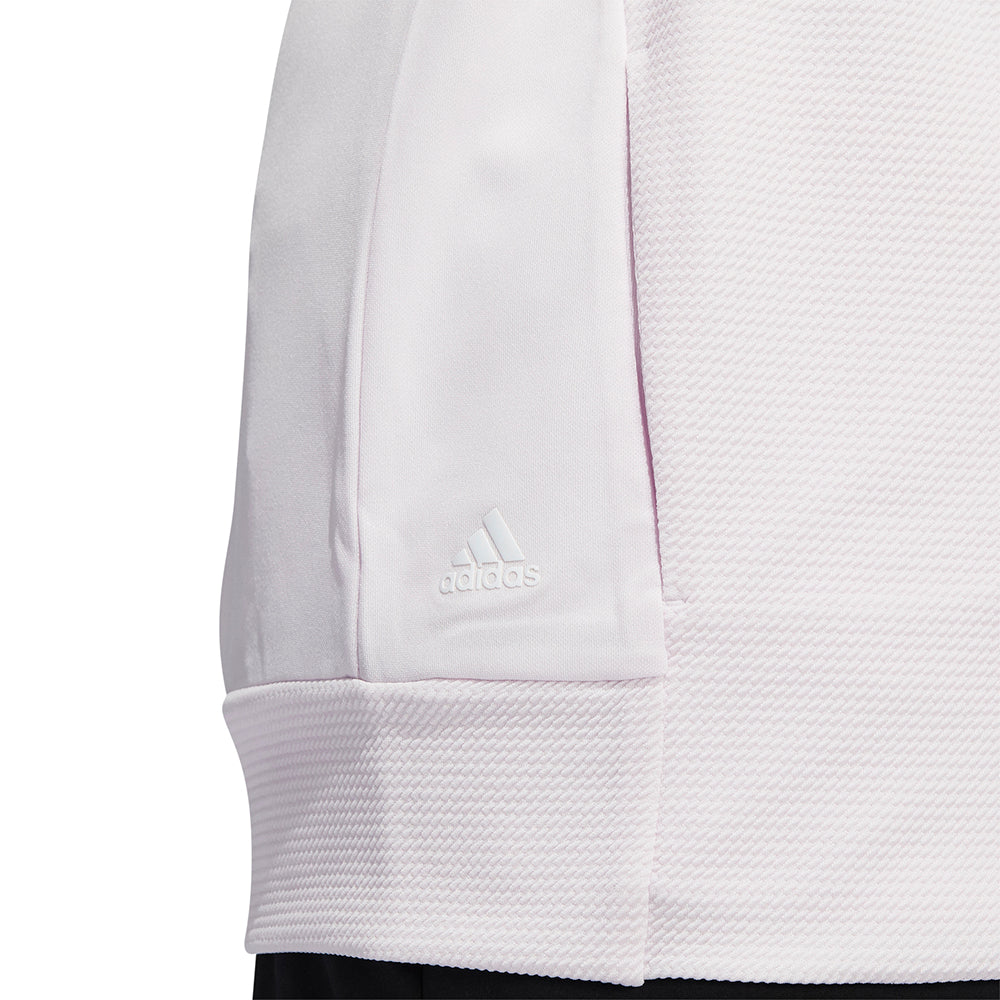 adidas Ladies Plus Size Lightweight Textured Jersey Golf Jacket in Almost Pink