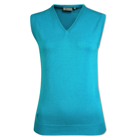 Glenmuir Ladies 100% Cotton Sleeveless V-Neck Sweater - Last One Small Only Left