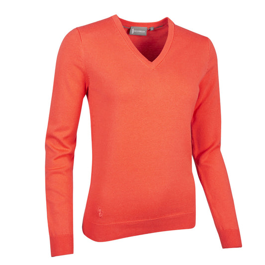 Glenmuir Ladies 100% Cotton V-Neck Sweater in Apricot