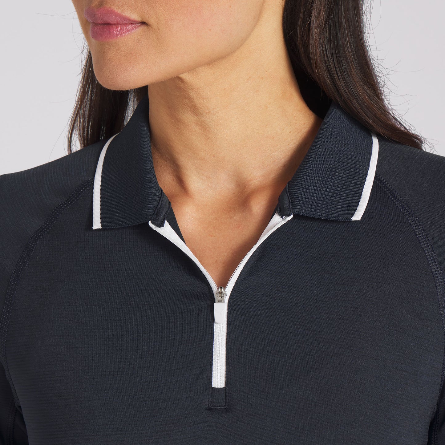 Puma Golf Ladies Long Sleeve Zip-Neck Top in Deep Navy