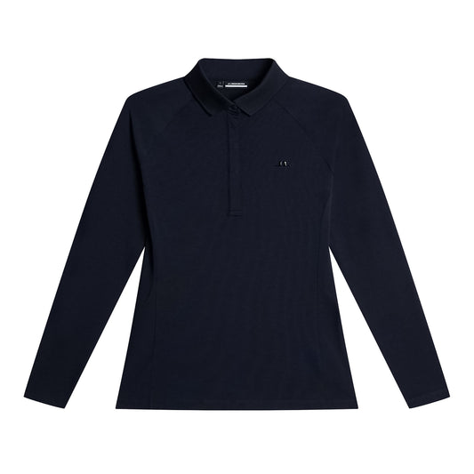 J.Lindeberg Ladies Soft Feel Long Sleeve Polo in Navy Melange 