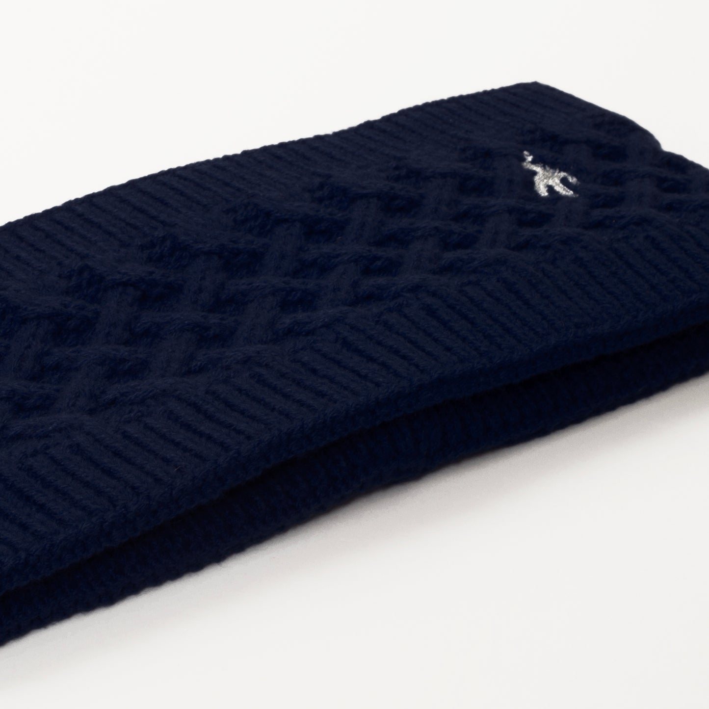 Green Lamb Ladies Fleece Lined Knitted Headband in Navy