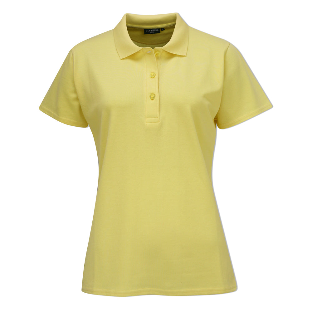 Glenmuir Ladies Pique Knit Short-Sleeve Polo with Soft Cotton Finish in Yellow