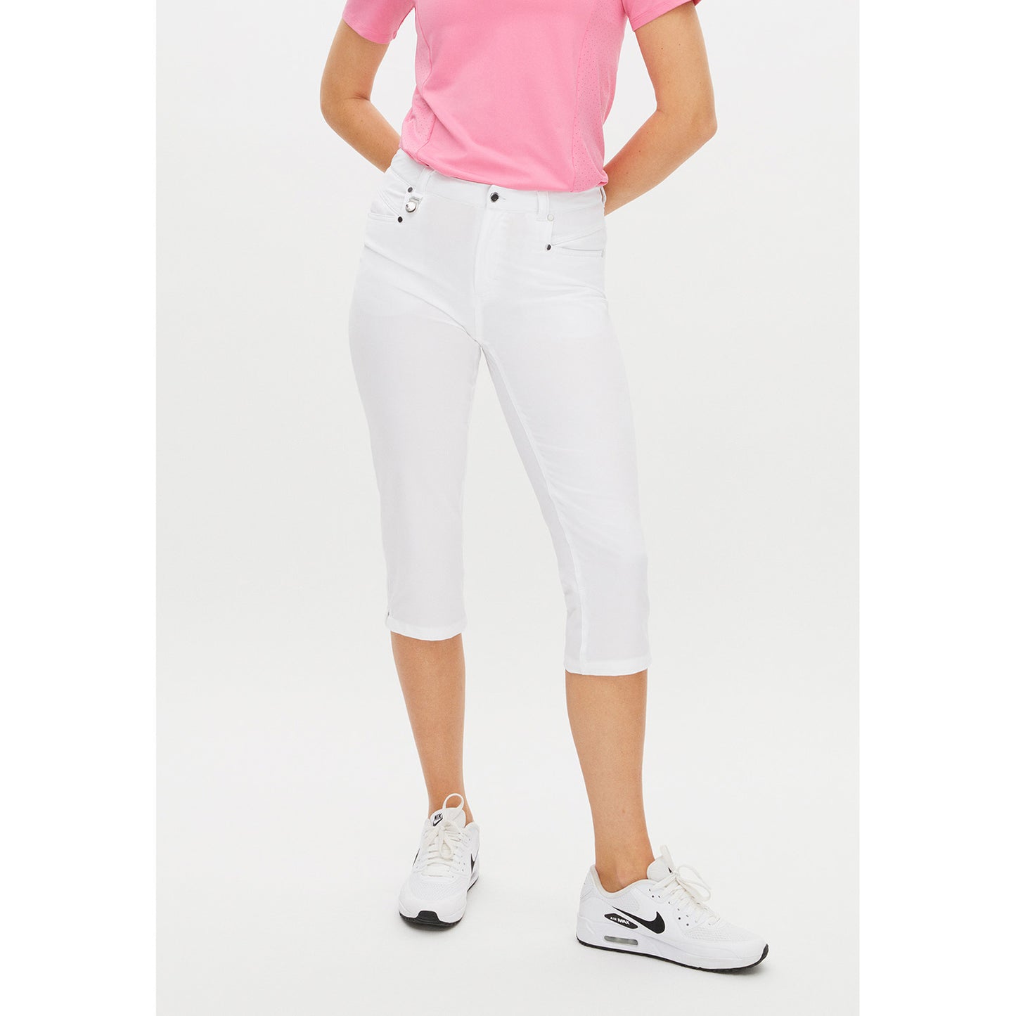 Rohnisch Ladies Chic Slim-Fit Capris in White - Size 14 Only Left