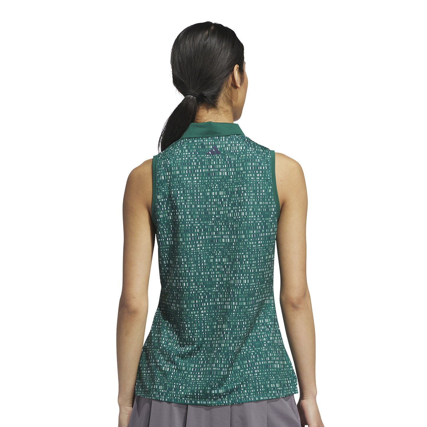 adidas Ladies Sleeveless Digitized Print Golf Polo in Collegiate Green