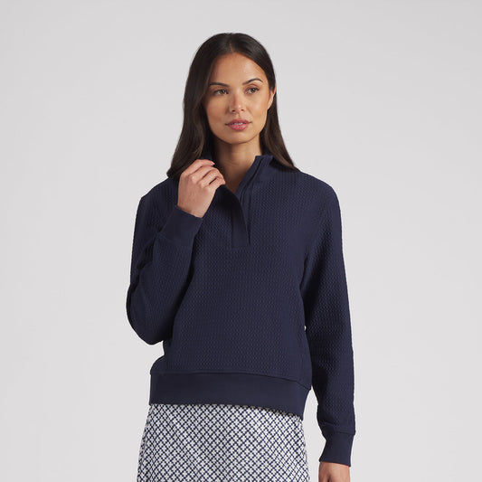 Puma Ladies Waffle Style 1/4 Zip in Navy - Enjoy Cosy Comfort for Cooler Days