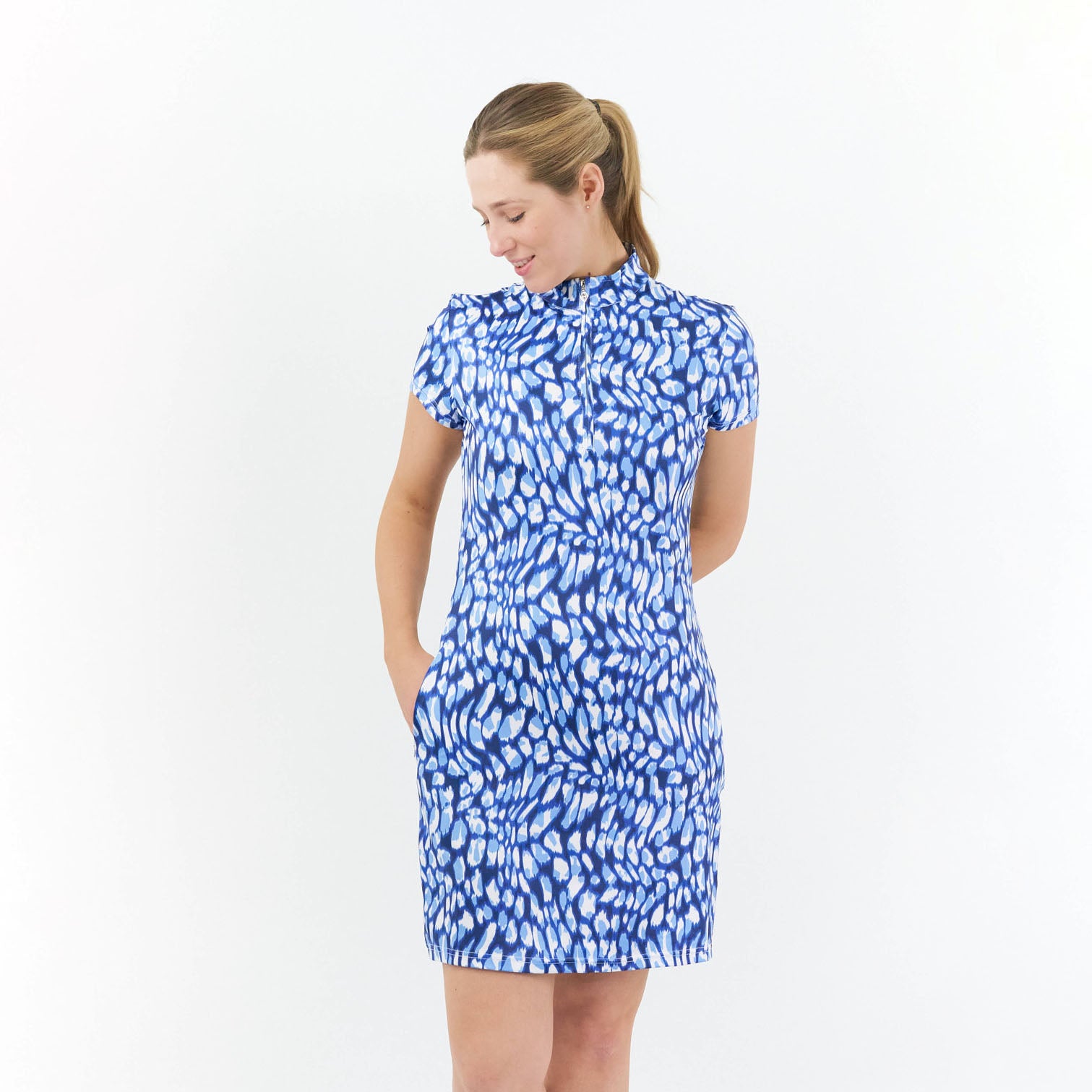 Pure Golf Cap Sleeve Dress in Leopard Lake Print