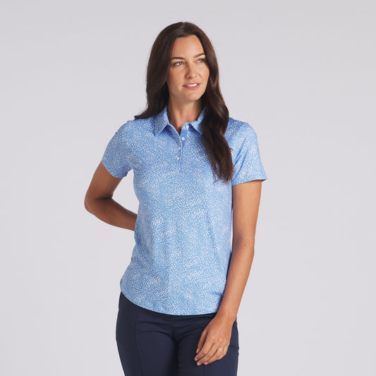 Puma Golf Women's Short Sleeve Polo in Blue Skies-White Glow with Cloudspun