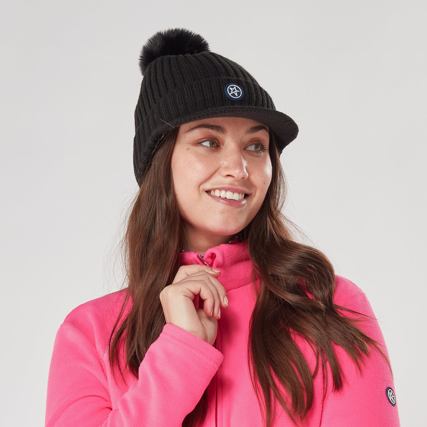 Swing Out Sister Ladies Fleece Lined Peak Bobble Hat in Black