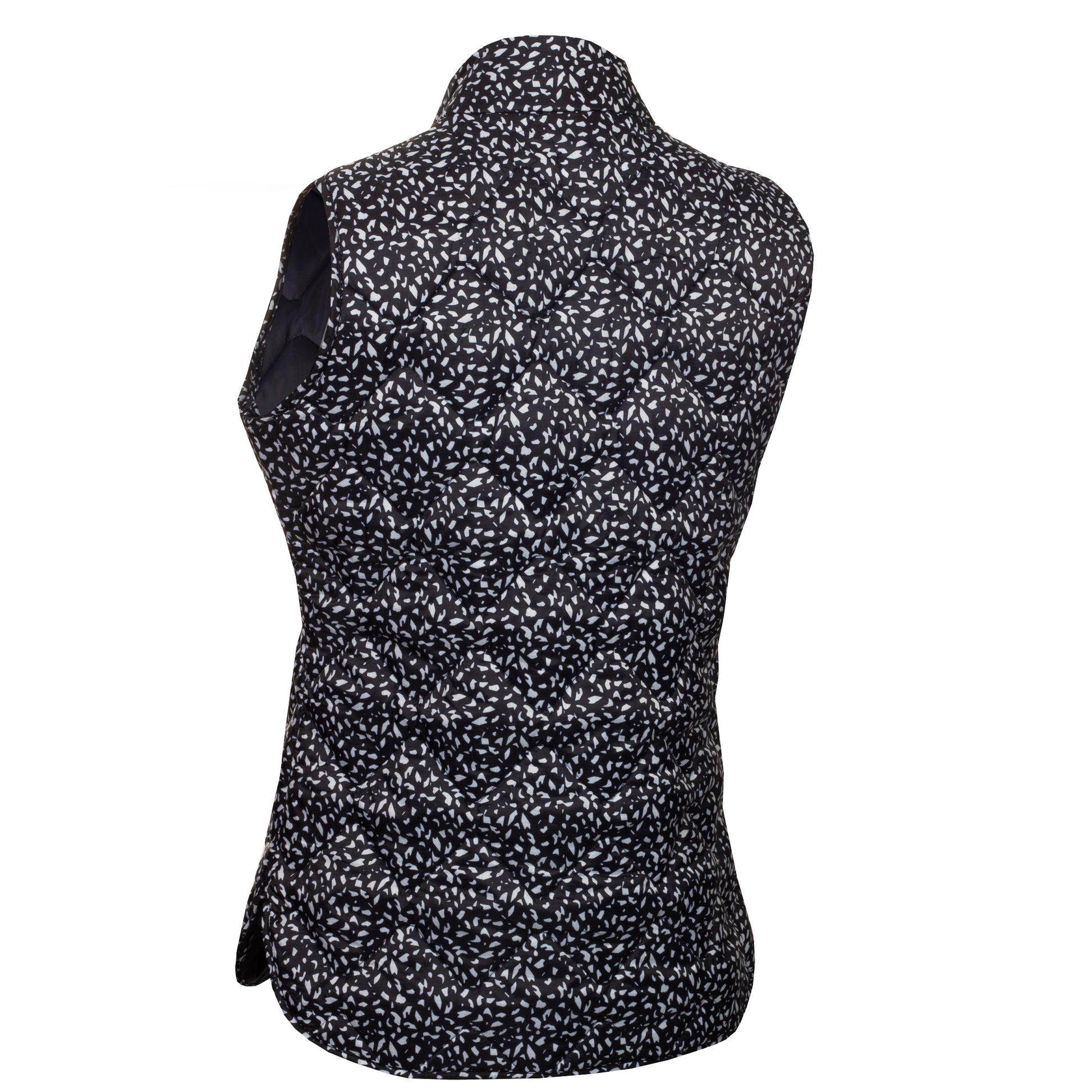 Green Lamb Ladies Thermo Windbarrier Quilted Gilet in Navy Stencil Print