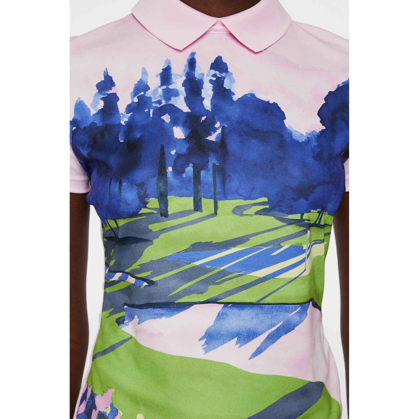 J.Lindeberg Ladies Watercolour Print Short Sleeve Polo