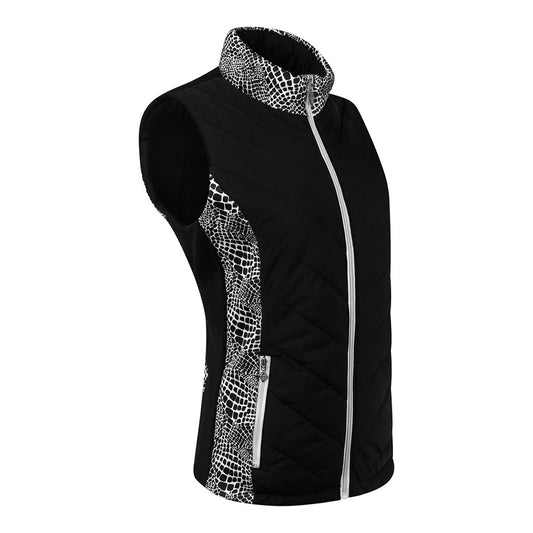 Pure Golf Ladies Patterned Gilet in Mono Snake and Black