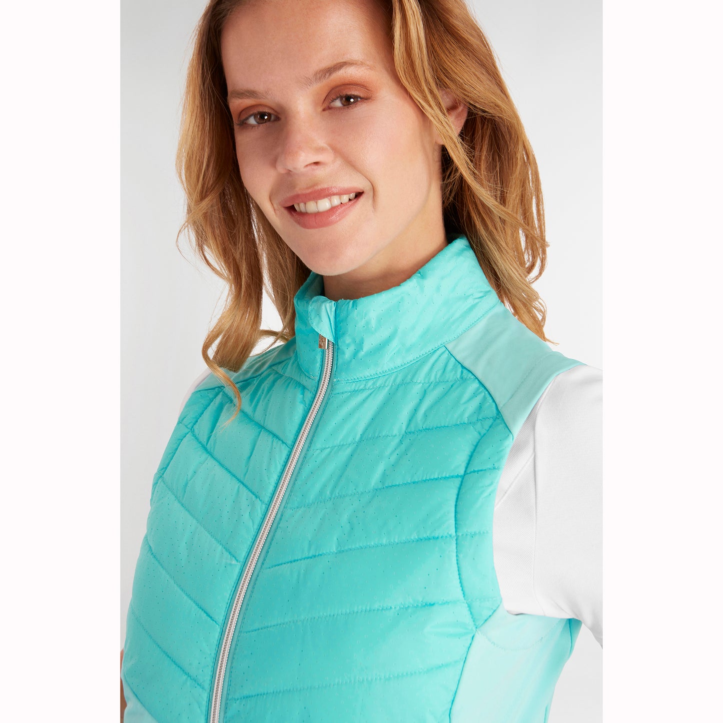 Green Lamb Ladies Lightweight Front Quilted Aqua Gilet