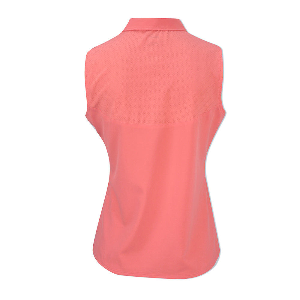 Puma Ladies Sleeveless Mesh Panel Golf Polo - Last One Small Only Left