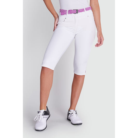 Green Lamb Ladies Stretch Pedal Pushers with UPF30 Protection in White