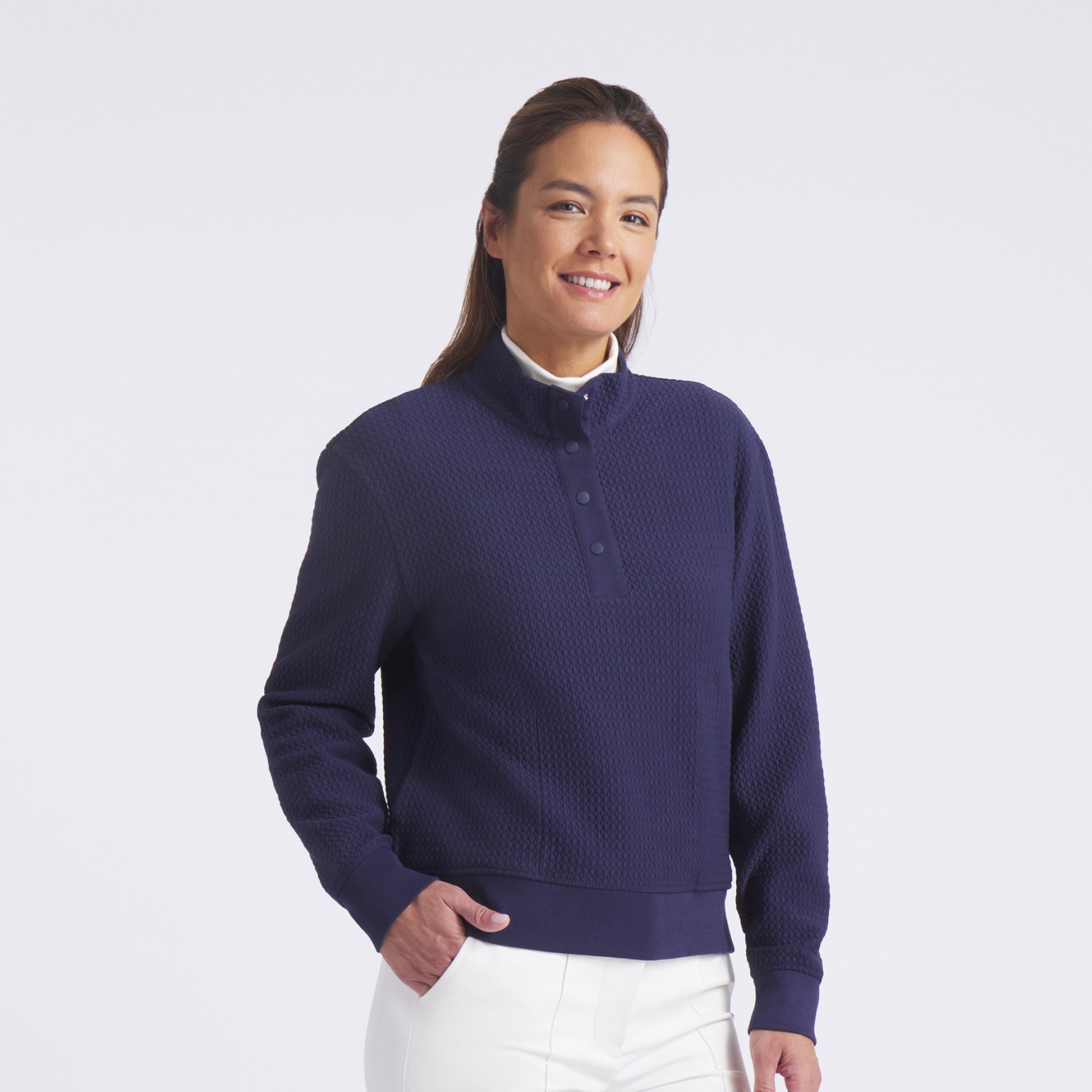 Puma Ladies Mid-Layer Top with Honeycomb fabric in Navy