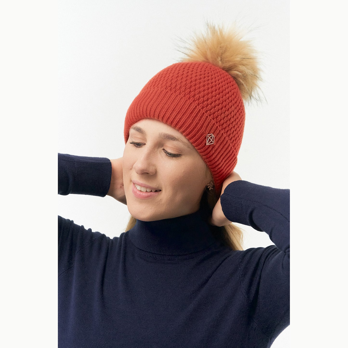 Pure Ladies Waterproof Bobble Hat in Orange