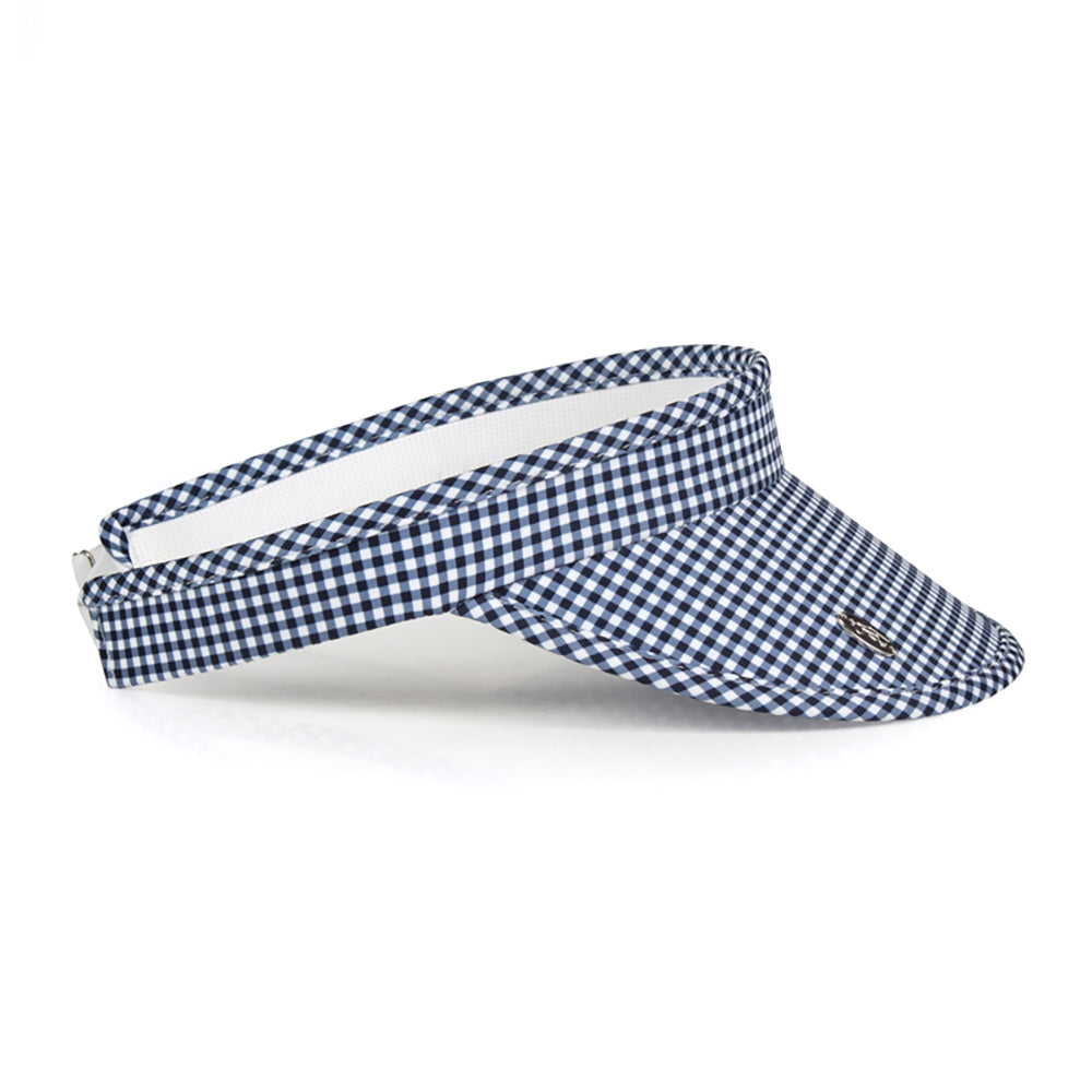 Glenmuir Ladies Adjustable Golf Visor in Navy/White Gingham