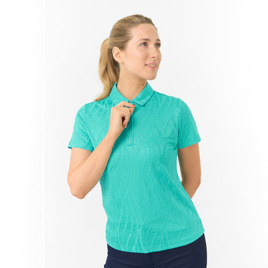 Pure Golf Ladies Jacquard Fern Print Polo