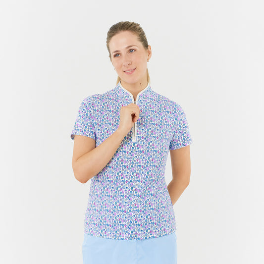 Pure Ladies Cocktail Print Short Sleeve Polo