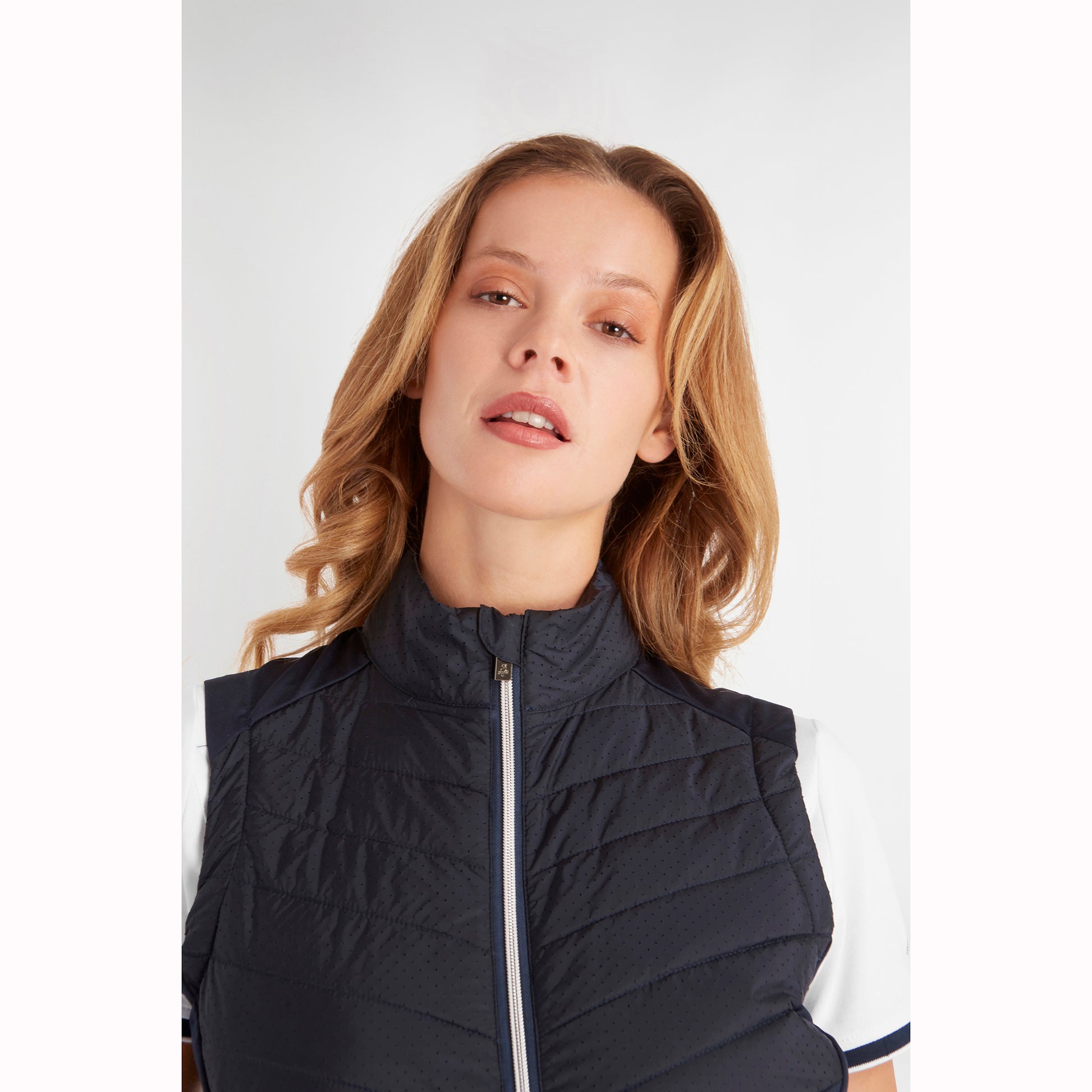 Green Lamb Ladies Lightweight Front Quilted Navy Gilet 