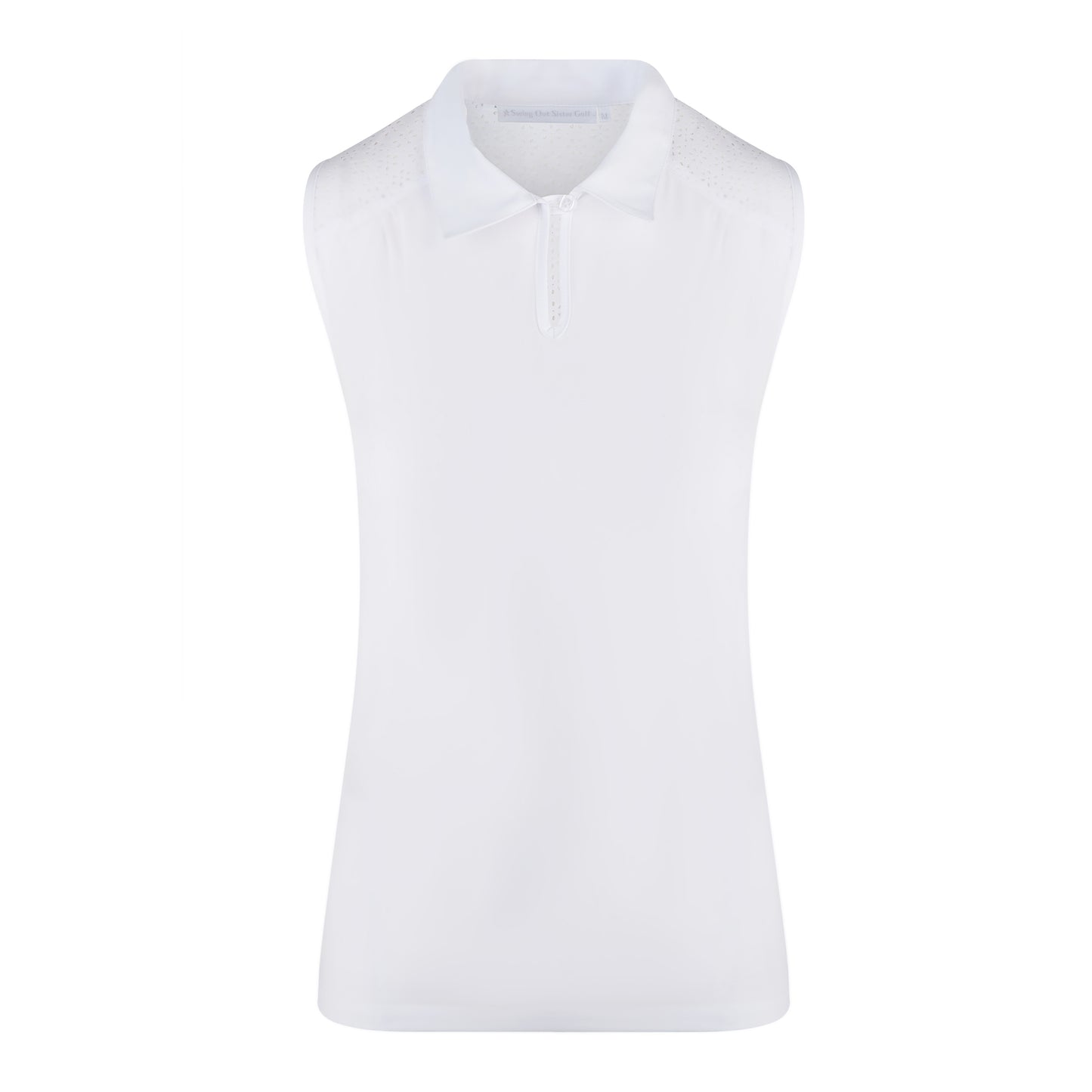 Swing Out Sister Ladies Laser Print Sleeveless Polo in Optic White