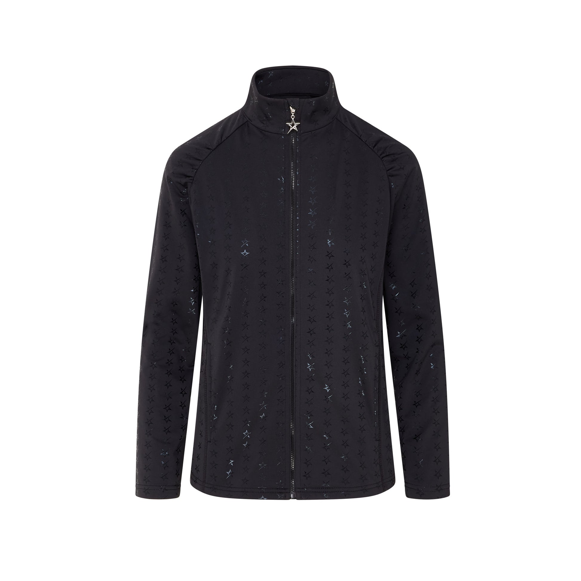 Swing Out Sister Ladies Brushed-Backed Full-Zip Mid Layer with Star Print in Black