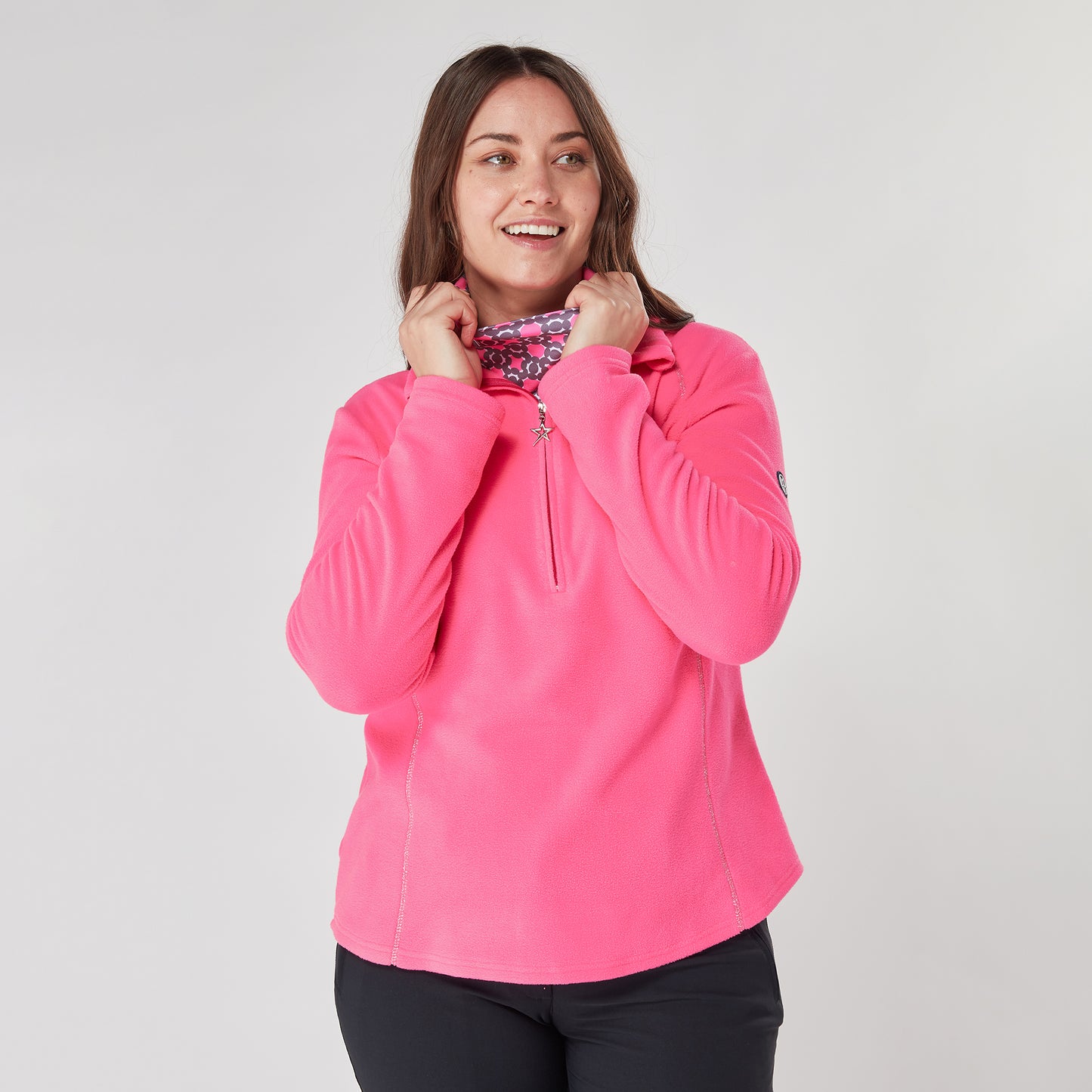 Swing Out Sister Bonny 1/4 Zip Fleece in Neon Pink