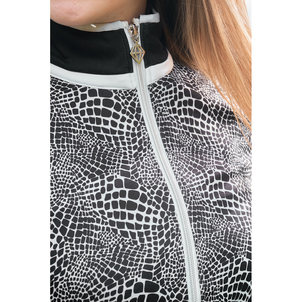 Pure Golf Ladies Patterned Full Zip Mid-Layer in Mono Snake