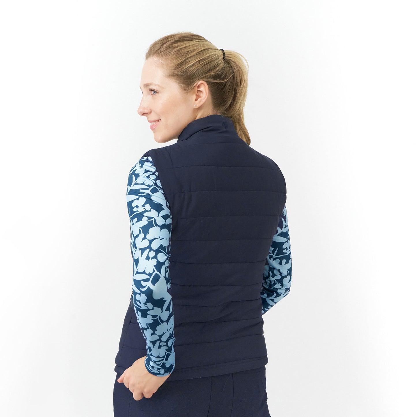 Pure Golf Ladies Reversible Gilet in Navy & Midnight Rose